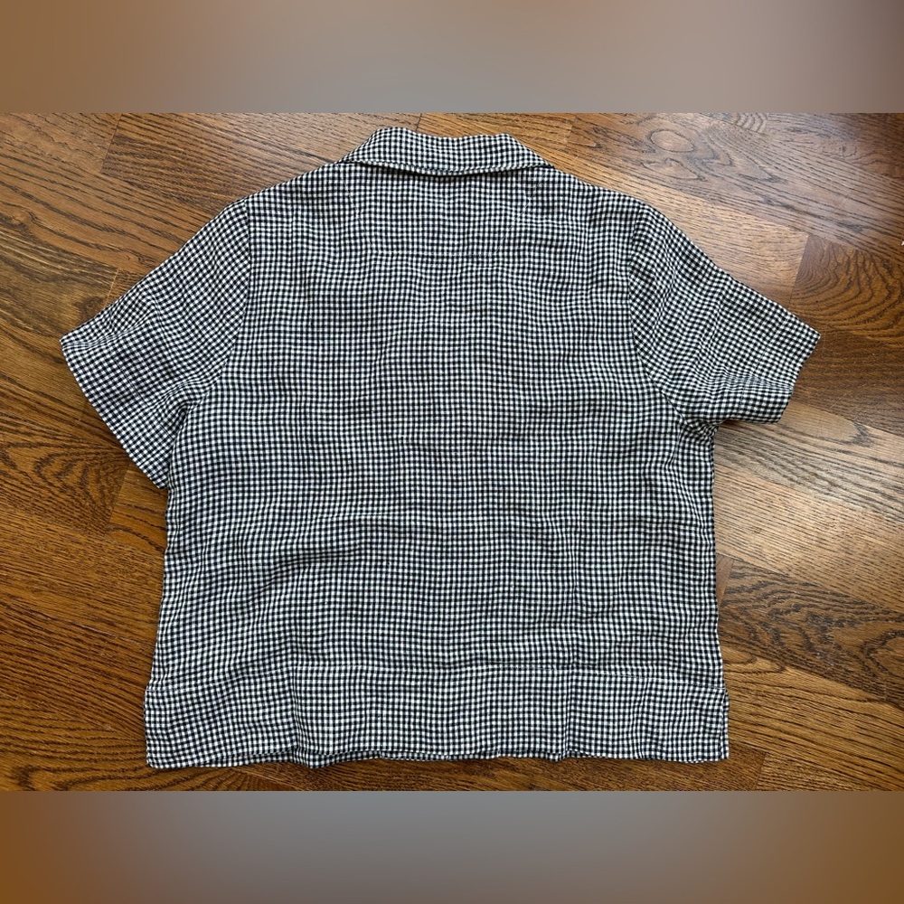 Quince 100% European Linen Shirt Black White Gingham Medium Lightweight Summer - Picture 3 of 8